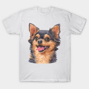 Black and Tan Chihuahua Watercolor Art T-Shirt